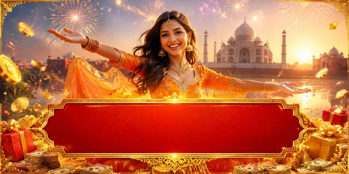 Man enjoying online betting in front of Taj Mahal